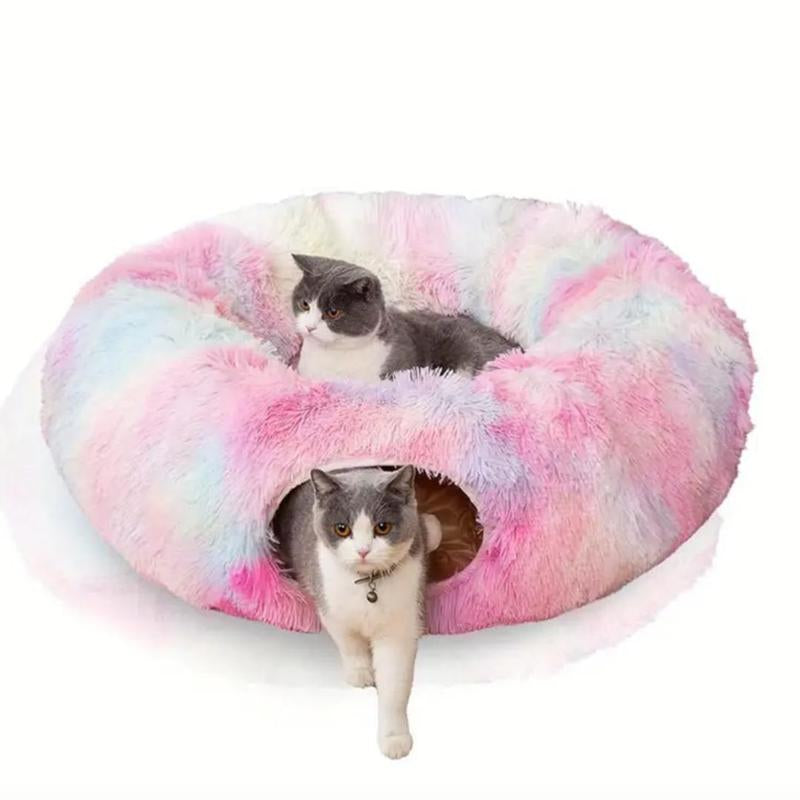 Cat Tunnel Winter Warm Fleeced Cat Bed, Indoor Cat Bed, Easy to Clean, Multi-Functional Cat Toy for Small & Medium Cat, Pet Supplies