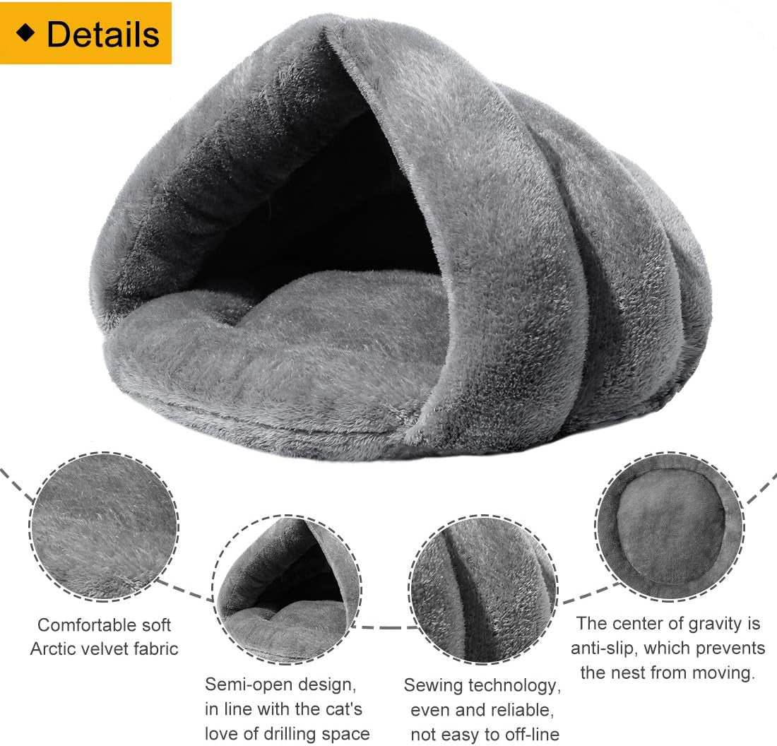 Cat Cuddle Cave Bed Self-Warming Cat Sleeping Bed Winter Pet Bed Cozy Sleeping House for Indoor Cats and Puppy
