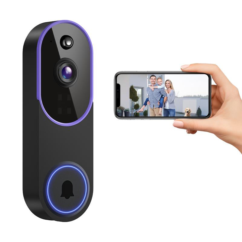 1080P Wireless Video Doorbell Camera, Smart AI Human Detection, FHD Live View, Cloud Storage, Night Vision, Two Way Audio, Instant Alert, 2.4G Wifi Only, Indoor/Outdoor Surveillance Cam for Home Security System